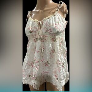Wet Seal White and Pink Floral Blouse